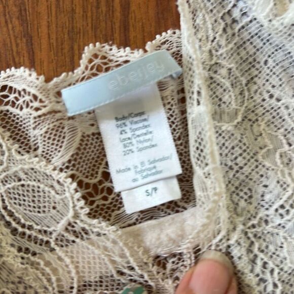 Eberjey sage soft cream purple lace top two-piece pajama set S - Picture 6 of 7